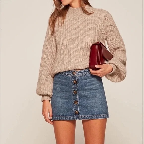 Reformation Candace Skirt Baltic Wash Sz 27 - Picture 1 of 2